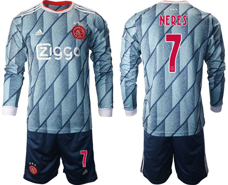 Men 2020-2021 club ajax away long sleeve #7 blue Soccer Jerseys